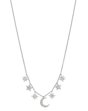 Meira T 14k White Gold Celestial Diamond Multi-charm Pendant Necklace, 16-18