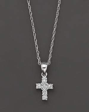 Small Diamond Cross Pendant In 14 Kt. White Gold, 0.10 Ct. T.w.