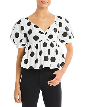 Endless Rose Polka Dot Puff Sleeve Blouse