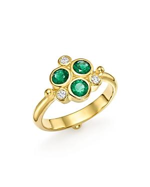 Temple St. Clair 18k Yellow Gold Emerald Trio And Diamond Ring