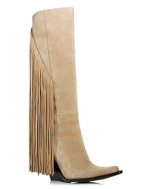 Jeffrey Campbell Women's Cattle Fringe High Block Heel Boots
