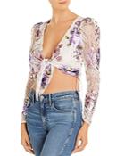 For Love & Lemons Wildflower Tie-front Cropped Top