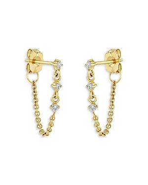 Zoe Chicco 14k Yellow Gold Prong Diamonds Chain Drop Earrings