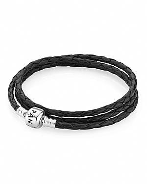 Pandora Bracelet - Black Leather Triple Wrap