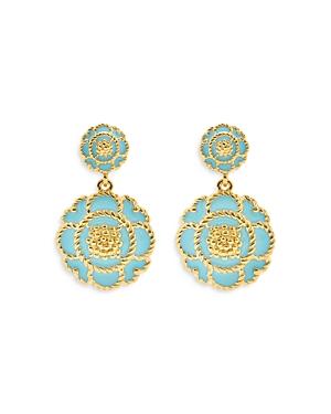 Capucine De Wulf Enamel Blossom Double Drop Earrings