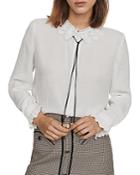 Maje Cassidi Lace-collar Crepe Shirt