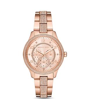 Michael Kors Runway Rose Gold-tone Pave Crystal Watch, 38mm