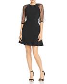 Laundry By Shelli Segal Mesh Sleeve Fit-and-flare Dress