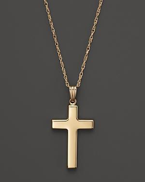 14k Yellow Gold Polished Cross Necklace, 18