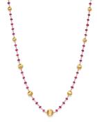 Marco Bicego 18k Yellow Gold Africa Precious Ruby Beaded Station Necklace, 18