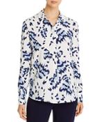 St. John Painted-butterfly-print Collared Blouse