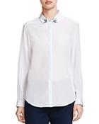 The Kooples Swallow Embroidered Silk Shirt