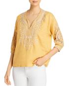 Johnny Was Kemi Embroidered Peasant Top