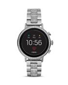 Fossil Q Explorist Hr Stainless Steel & Pave Touchscreen Smartwatch, 40mm