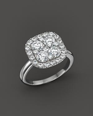 Diamond Cluster Ring In 14k White Gold, 2.0 Ct. T.w.