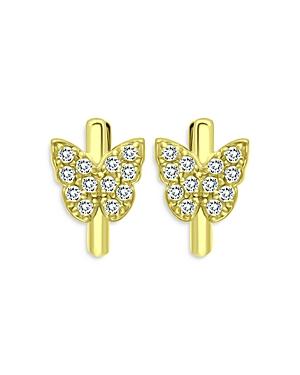 Aqua Pave Butterfly Hoop Earrings In 18k Gold Plated Sterling Silver - 100% Exclusive