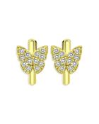 Aqua Pave Butterfly Hoop Earrings In 18k Gold Plated Sterling Silver - 100% Exclusive