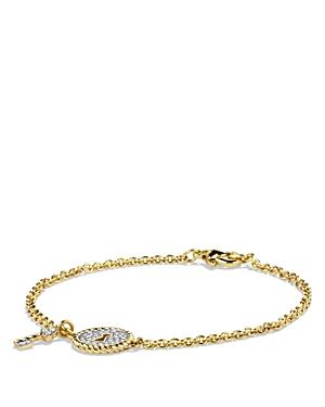 David Yurman Cable Collectibles Pave Lock & Key Charm Bracelet With Diamonds In Gold