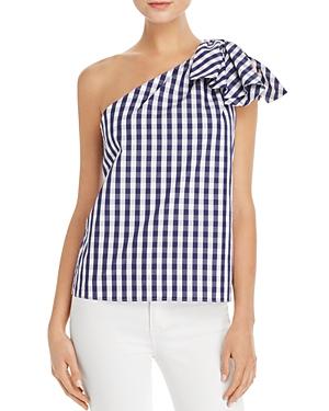 Milly Cindy Gingham One-shoulder Top