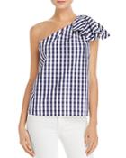 Milly Cindy Gingham One-shoulder Top