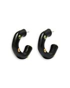Tory Burch Roxanne Pave & Stud Color C Hoop Earrings In 18k Gold Plated