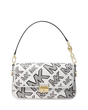 Michael Michael Kors Bradshaw Logo Embossed Leather Convertible Shoulder Bag