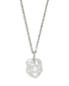 Mastoloni 18k White Gold Cultured Freshwater Baroque Pearl And Diamond Pendant Necklace, 28