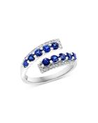 Bloomingdale's Blue Sapphire & Diamond Bypass Ring In 14k White Gold - 100% Exclusive