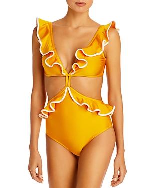 Shani Shemer Sahara Ruffled Cutout One Piece Swimsuit