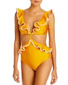 Shani Shemer Sahara Ruffled Cutout One Piece Swimsuit