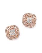Diamond Cluster Stud Earrings In 14k Rose Gold, 1.0 Ct. T.w.
