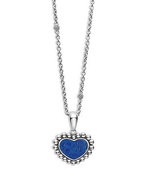 Lagos Sterling Silver Maya Lapis Heart Pendant Necklace, 16-18