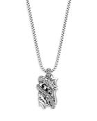 John Hardy Sterling Silver Legends Naga Silver Dog Tag Pendant Necklace With Blue Sapphire, 24