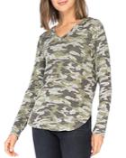 B Collection By Bobeau Camo-print Brushed Knit Hoodie