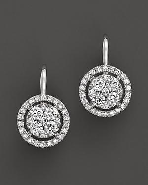 Diamond Cluster Earrings In 14k White Gold, 1.25 Ct. T.w.