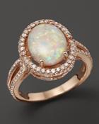 Opal And Diamond Halo Ring In 14k Rose Gold - 100% Exclusive
