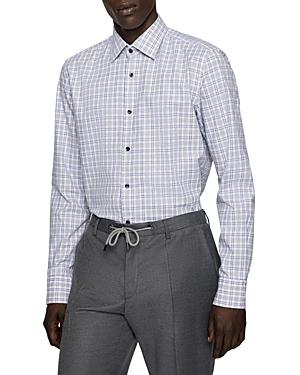 Boss Cotton Checked Slim Fit Dress Shirt