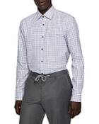 Boss Cotton Checked Slim Fit Dress Shirt