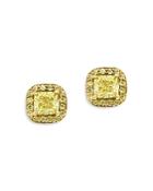 Bloomingdale's Cushion Cut Yellow Diamond Halo Stud Earrings In 14k Yellow Gold, 0.70 Ct. T.w. - 100% Exclusive