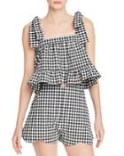 Paper London Emely Gingham Ruffled Crop Top
