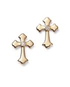 Bloomindale's Diamond Cross Stud Earrings In 14k Yellow Gold, 0.02 Ct. T.w. - 100% Exclusive