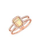 Bloomingdale's Opal & Diamond Double Row Ring In 14k Rose Gold - 100% Exclusive