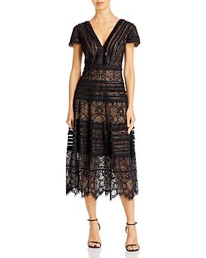 Tadashi Shoji Double V Illusion Lace Dress