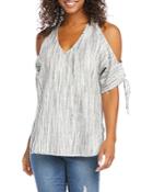Karen Kane Linen Cold Shoulder Tie Sleeve Top