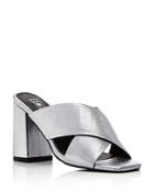 Sol Sana Ginny Metallic Leather High Heel Slide Sandals