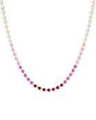Adinas Jewels Ombre Tennis Necklace In 14k Yellow Gold Plated Sterling Silver, 14-16