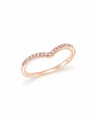 Diamond Micro Pave Stackable Chevron Band In 14k Rose Gold, .10 Ct. T.w.