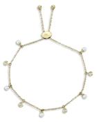 Moon & Meadow 14k Yellow Gold Cultured Pearl & Diamond Dangle Bolo Bracelet - 100% Exclusive