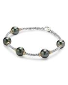 Lagos 18k Gold And Sterling Silver Luna Cultured Tahitian Black Pearl Rope Bracelet