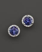 Bloomingdale's Tanzanite And Diamond Halo Stud Earrings In 14k White Gold - 100% Exclusive